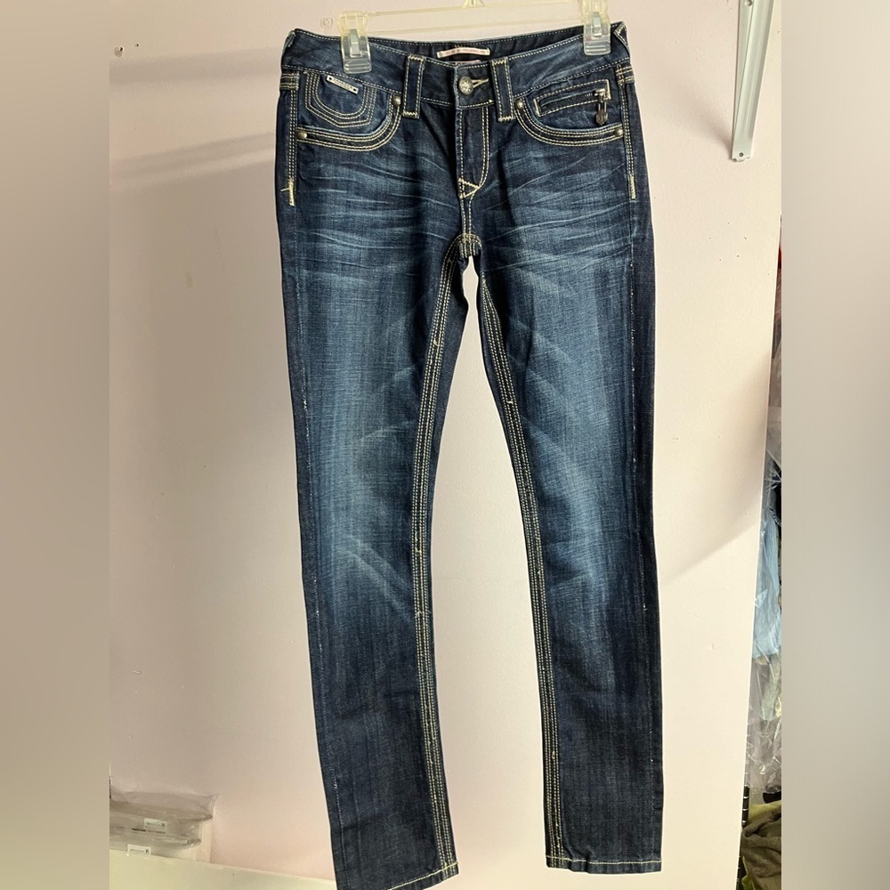 Re Rock for Express Women’s Denim Jeans, Size 2R, Skinny, Distressed, Faded